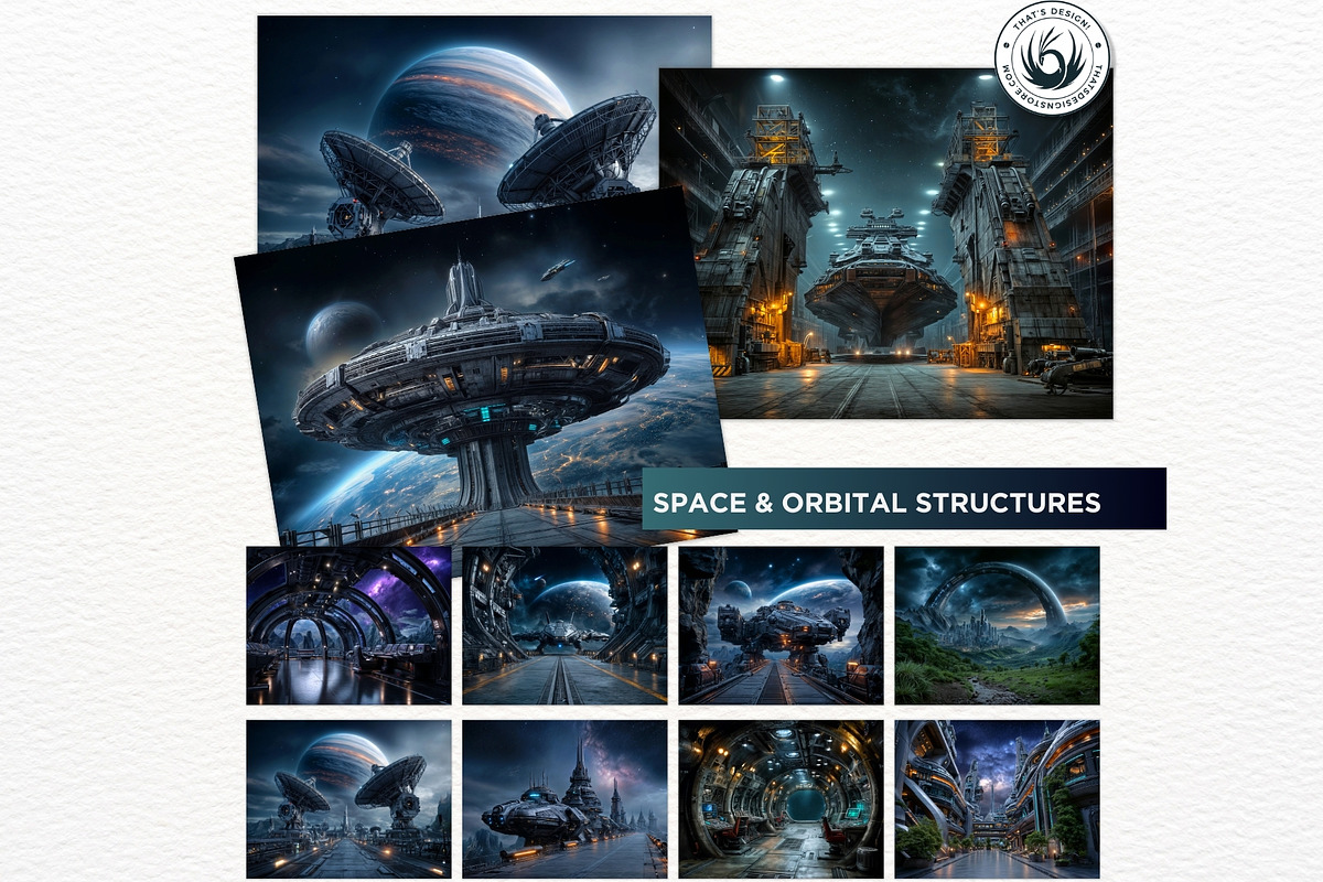 Sci-Fi Backdrops Digital Papers, a Decorative Illustration by ThatsDesignArt (Photo 3 of 14)