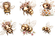 Watercolor Summer Bee Clipart, a Seasonal Illustration by Designking (Thumbnail 2 of 5)