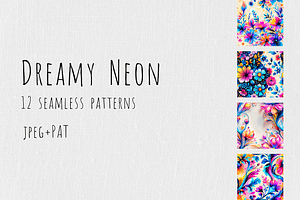Dreamy Neon Floral Patterns, a Pattern Graphic by Art Sproot