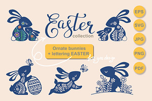 Easter collection of ornate bunnies