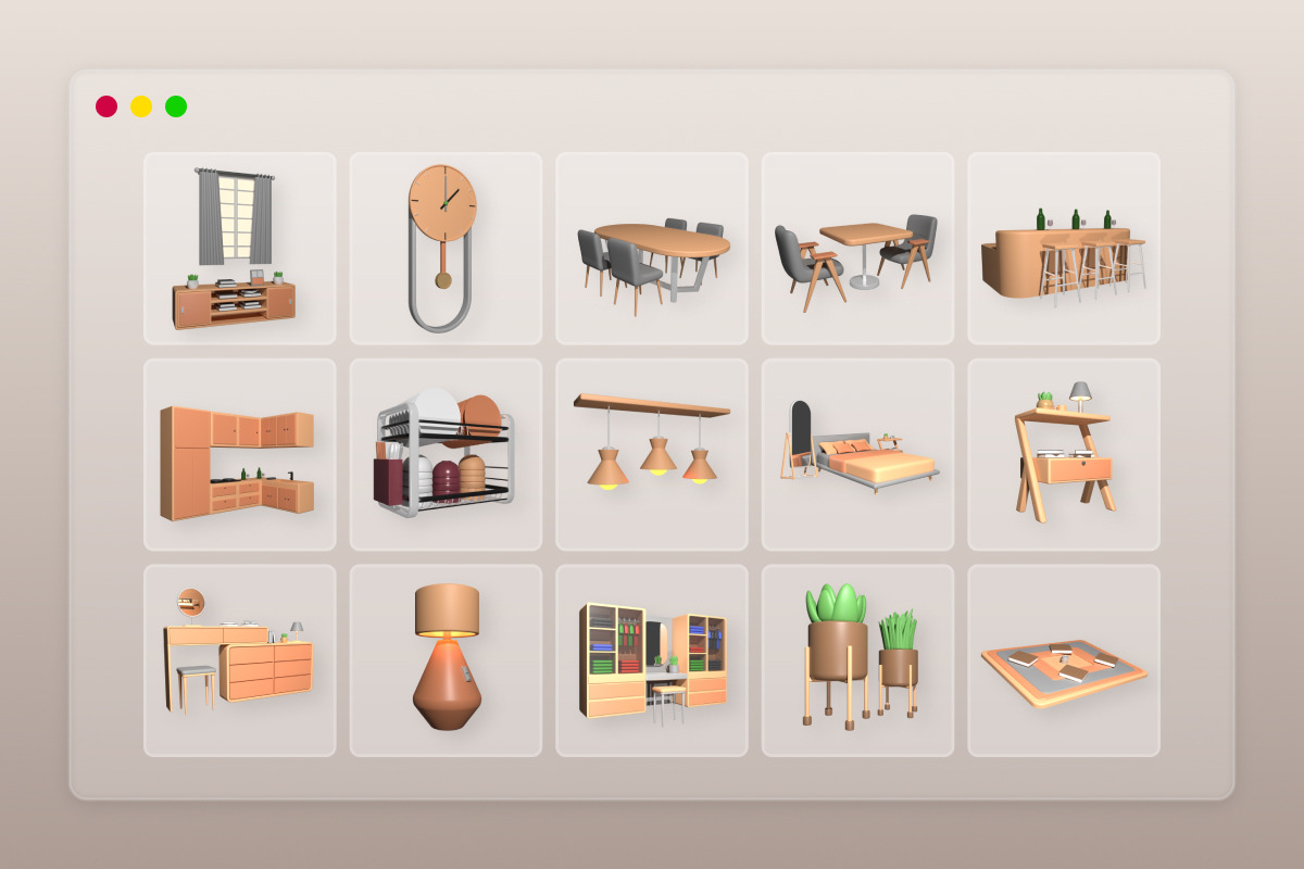 Home Furniture 3D Icon Pack, an Object Illustration by twinstd (Photo 6 of 6)