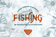 Fishing hand drawn logo elements, an Animal Illustration by Akimo Mia (Thumbnail 1 of 5)