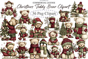 Christmas Teddy Bear Clipart, an Illustration by designcity5 (Thumbnail 1 of 5)