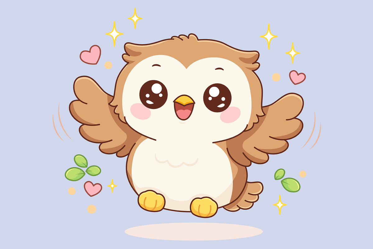 Cute Owl Cartoon Character Flapping, an Animal Illustration by Artpon Illustration (Photo 2 of 3)