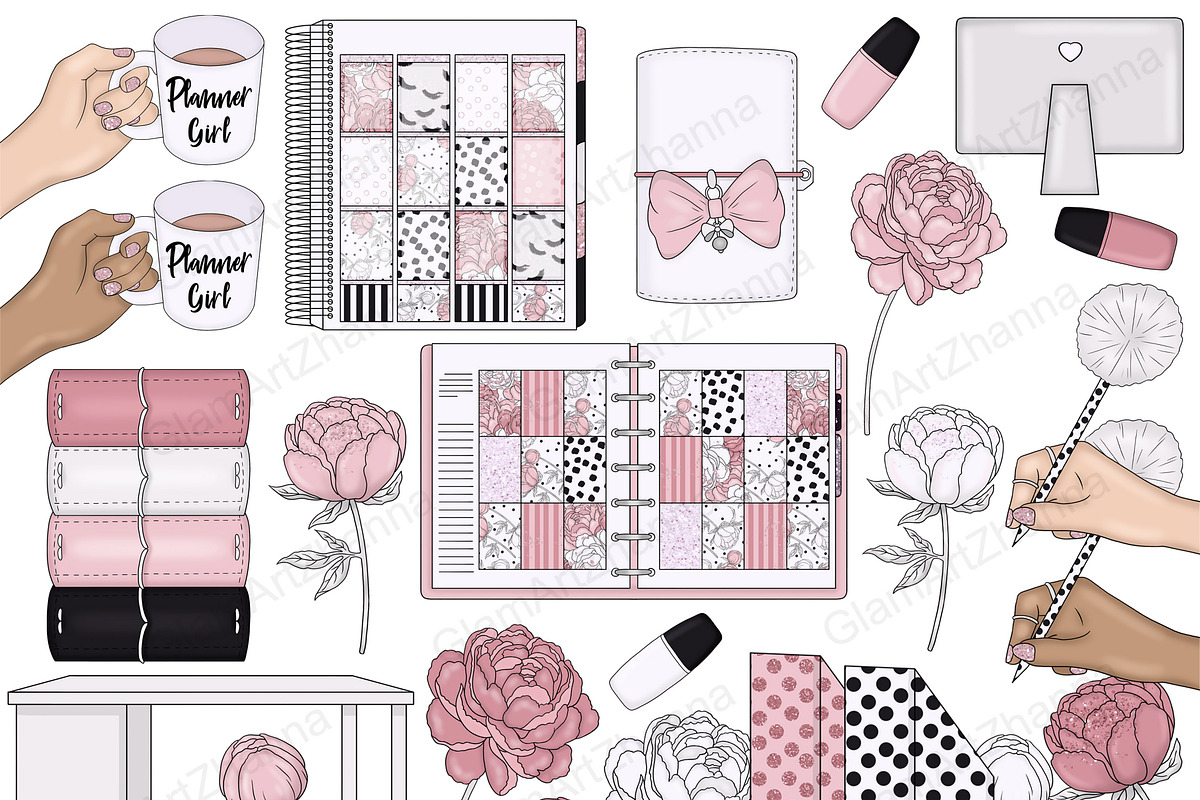 Planner Girl Clipart, a Work Illustration by GlamArtZhanna (Photo 4 of 4)