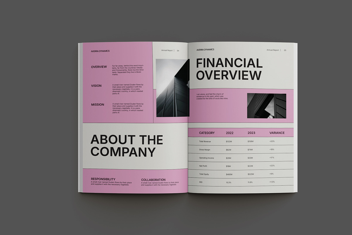 White Pink Annual Report, a Brochure Template by Neermana (Photo 5 of 10)