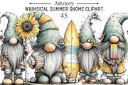Whimsical Summer Gnome Clipart, an Illustration by designcity5 (Thumbnail 1 of 5)