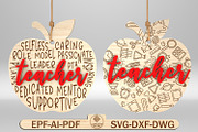Teacher Apple Ornaments Svg, a Pattern Graphic by Lasercutiny (Thumbnail 1 of 2)