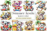 Summer Koala Sublimation Clipart, a Seasonal Illustration by DreamArtGraphic (Thumbnail 1 of 4)