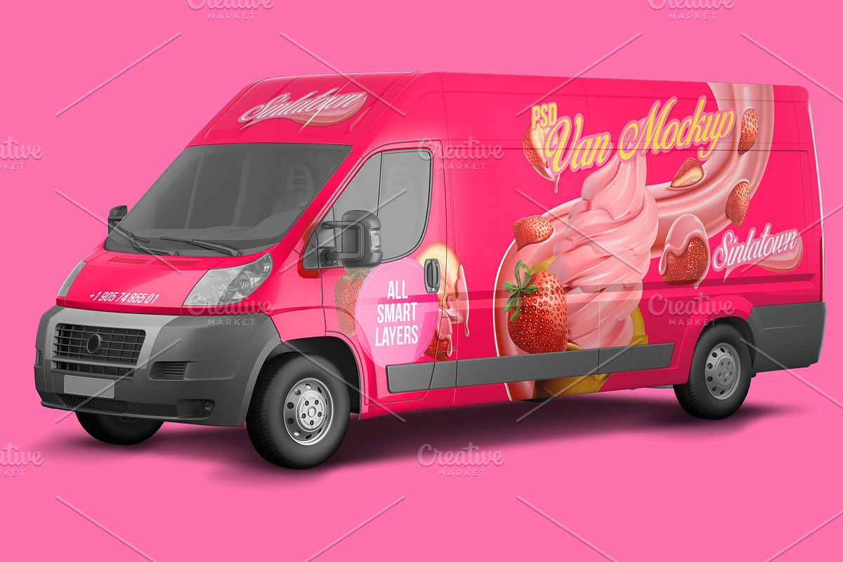Realistic PSD Van Mockup, a Mockup by Sinlatown (Photo 2 of 6)