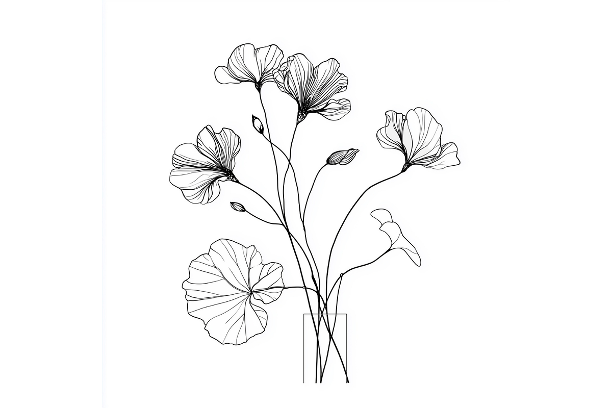 Prompt Botanical Line Art Flower, a Decorative Illustration by Creative design (Photo 5 of 7)