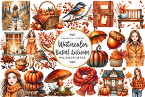 Burnt Orange Autumn Clipart, an Illustration by OK Design