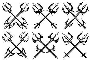 Crossed Trident Tattoo Designs, an Object Graphic by Billah Hub