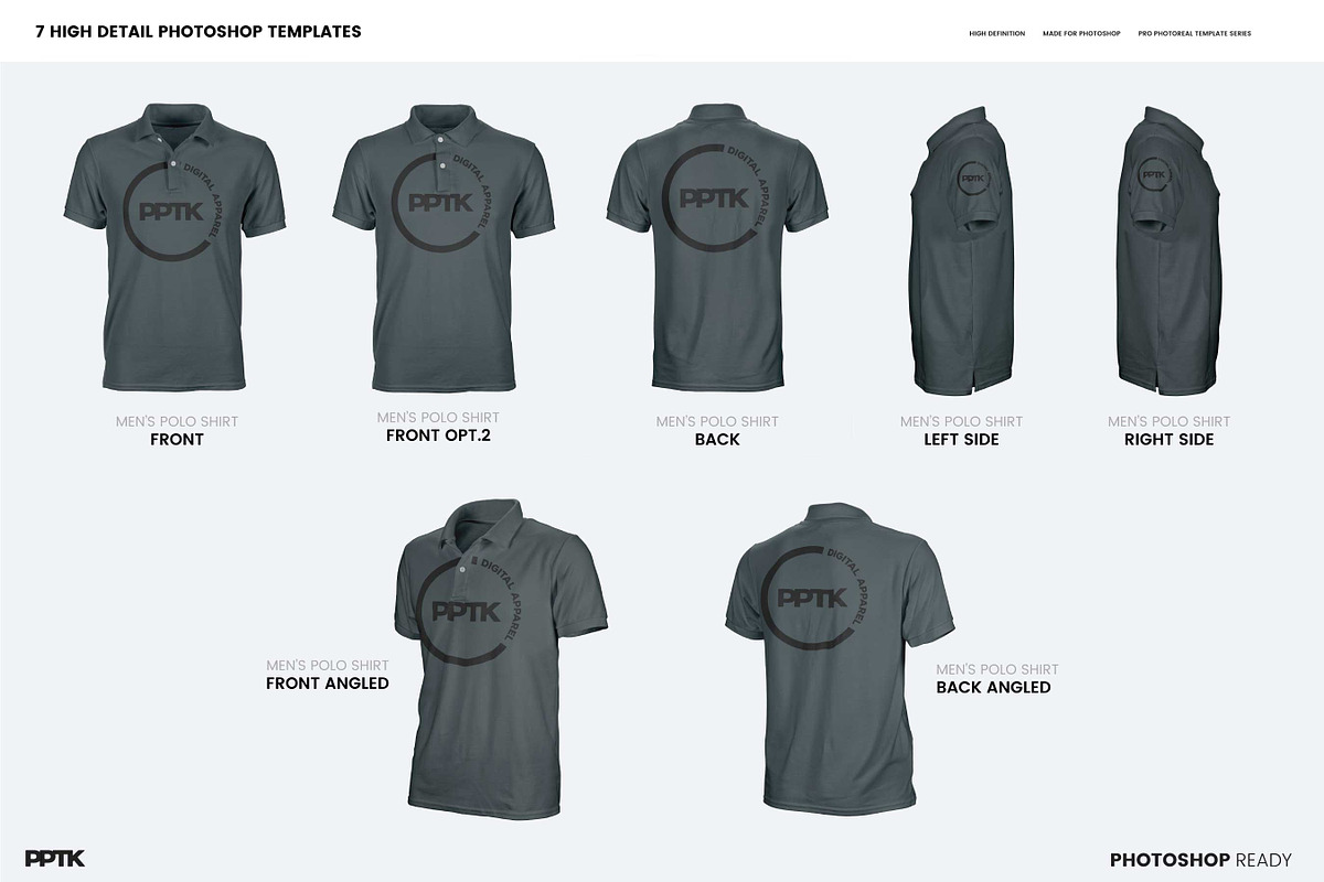 Men's Ghosted Polo Shirt Mockups, a Shirt Mockup by PrePress Toolkit (Photo 2 of 4)