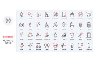 Restroom toilet information icons, an Object Illustration by Lemberg Vector