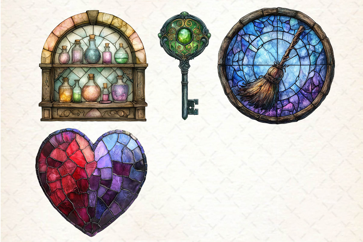 Halloween Stained Glass Clipart, an Illustration by Dream Creation (Photo 5 of 5)