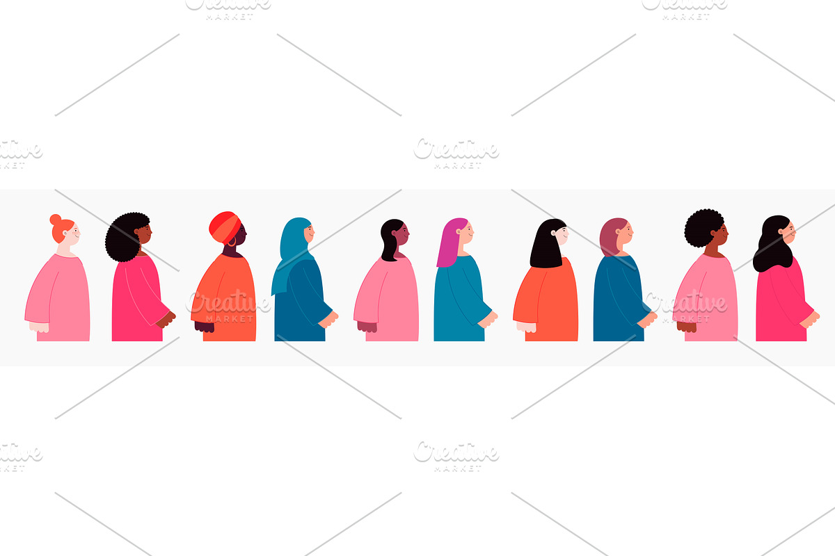 Beautiful diverse women, girls, an Illustration by sceptical cactus