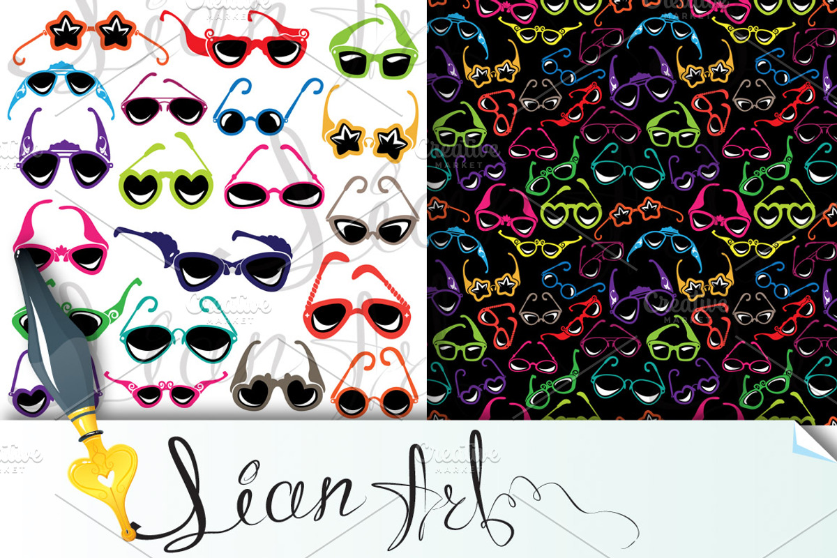 Colorful sunglasses icon, a Pattern Graphic by Lian-art