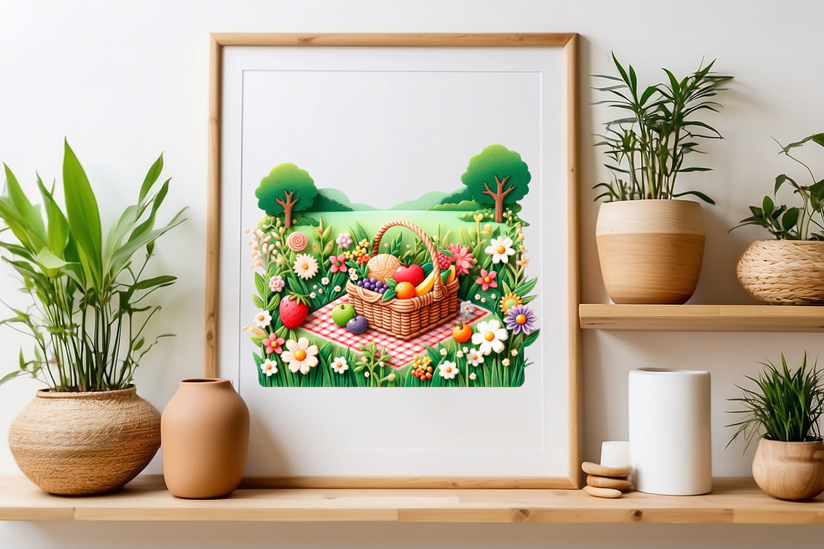 Watercolor Picnic Basket Sublimation, a Seasonal Illustration by Craft Nest (Photo 4 of 5)