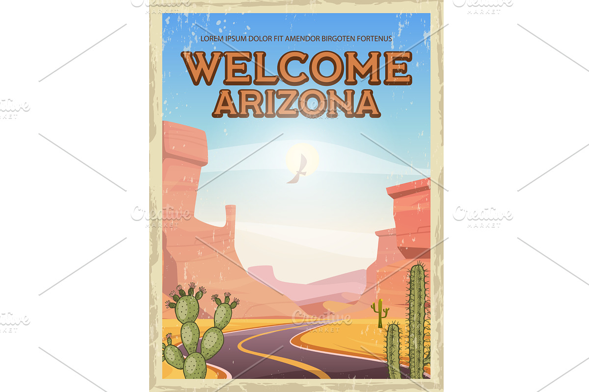 Welcome arizona. road and rocks with, an Illustration by Onyx