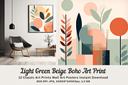 12 light green beige boho art print, a Decorative Illustration by ARTOZEN DIGITAL (Thumbnail 1 of 13)