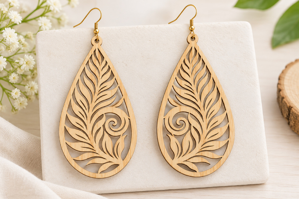 Leaf Teardrop Earrings Laser Cut SVG, an Object Graphic by Canvas Craft (Photo 4 of 4)