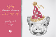 Piglet / Greeting Card, an Animal Illustration by Victoria_Novak (Thumbnail 1 of 2)