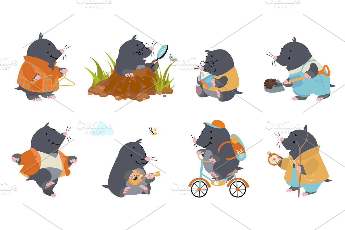 Funny mole. Cartoon cute moles, an Animal Illustration by Valerie Bodnar