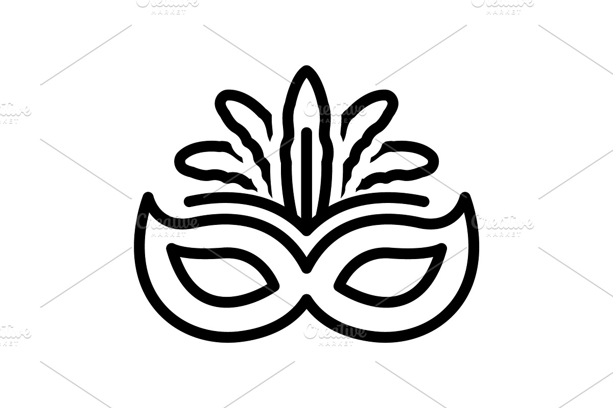 Mardi masquerade blak icon, an Outline Icon by Creative priyanka