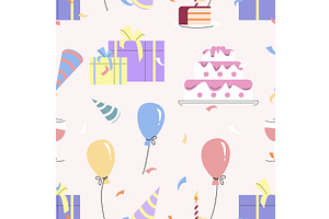 Birthday party elements. Seamless, an Object Illustration by Valerie Bodnar