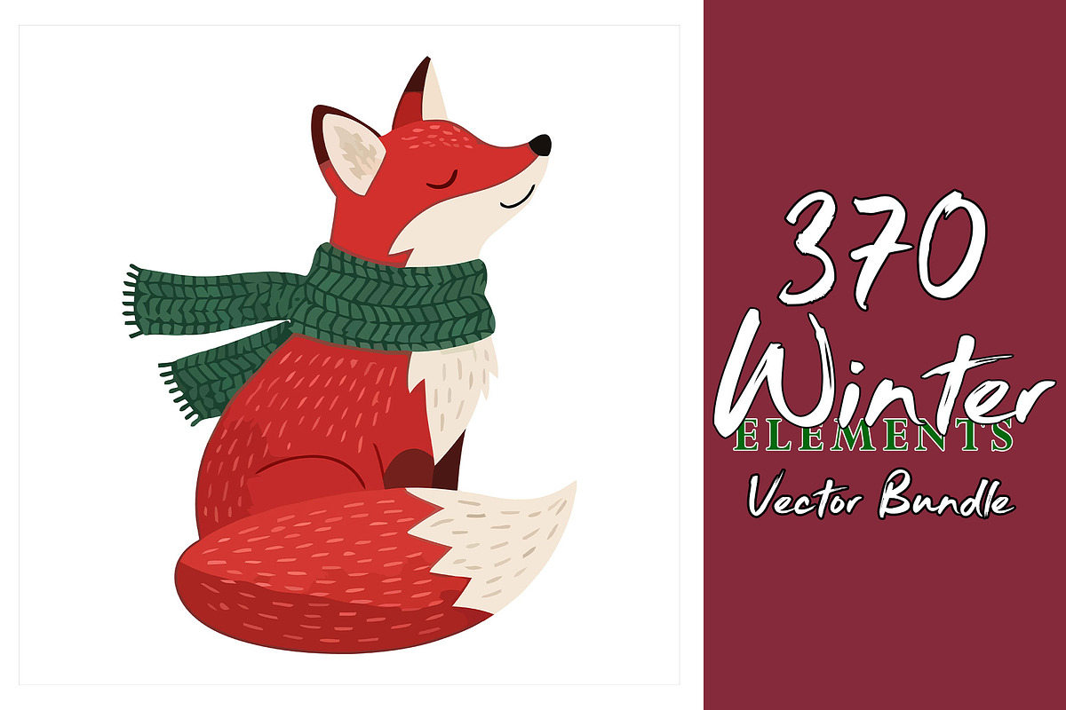 370 Winter Elements Vector Bundle, a Seasonal Illustration by Sofia's Fashion (Photo 1 of 4)