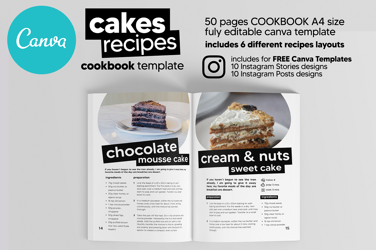 Canva Cake Recipes Cookbook Template, a Magazine Template by DeLaGranSiete (Photo 8 of 11)