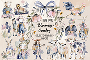 Blooming Country Set, an Animal Illustration by GiraffeCreative (Thumbnail 1 of 20)