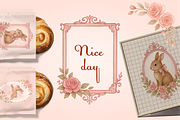 Vintage Watercolor Rabbits Clipart, an Illustration by Yana_mide (Thumbnail 2 of 14)