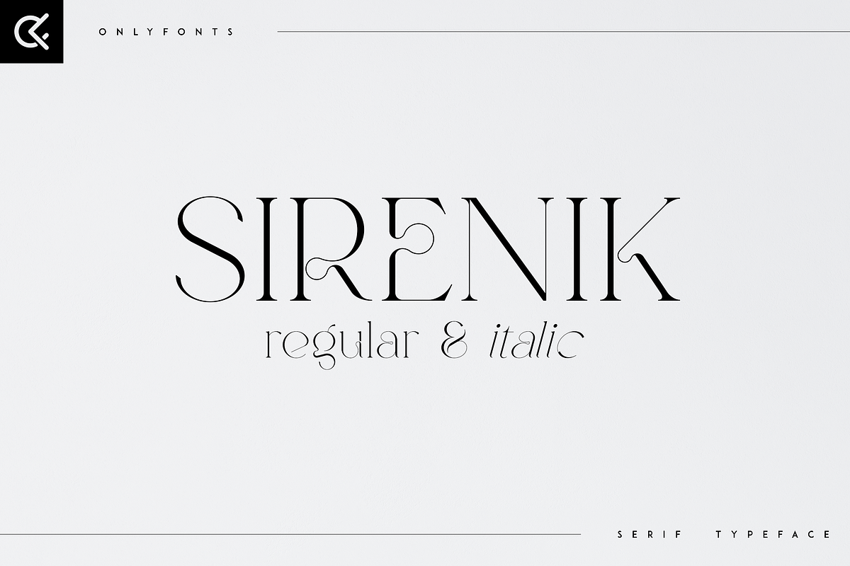 Sirenik - elegant serif typeface, a Serif Font by Only Fonts (Photo 1 of 11)