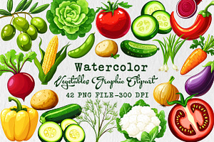 Vegetables Graphic Clipart, an Illustration by Libby Wishes