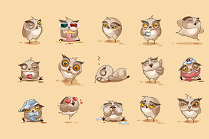 Set Vector Owls Emoticons