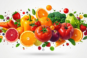 Fresh Fruits and Vegetables Colorful Healthy Composition, a Food & Drink Photo by Davizro's Market