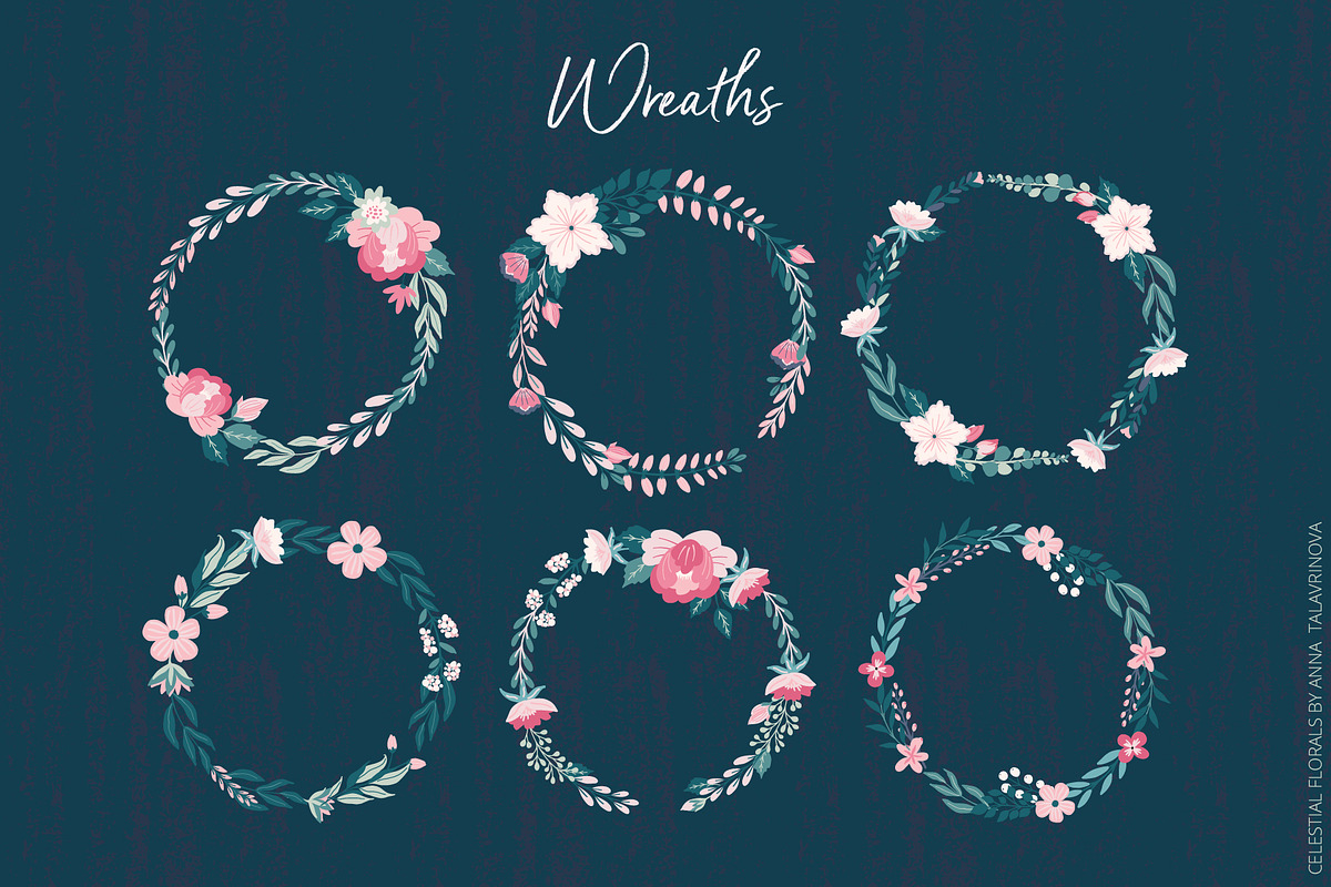 Celestial Florals Pattern & Clipart, an Illustration by Cozy pattern shop (Photo 7 of 10)