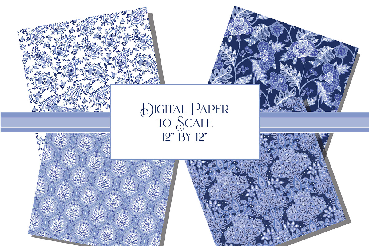 Boho Indian Blue White Patterns, a Pattern Graphic by RachelStudio (Photo 6 of 8)
