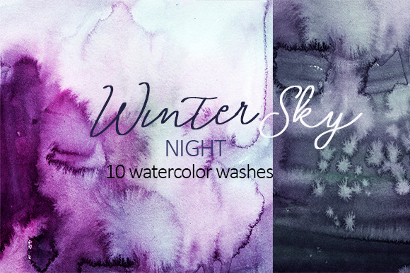 Winter Sky Purple Watercolor Washes, a Texture Graphic by whiteheartdesign