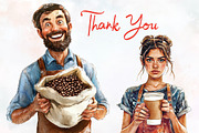Barista Watercolor Cliparts, a Person Illustration by RobertsArt (Thumbnail 6 of 7)