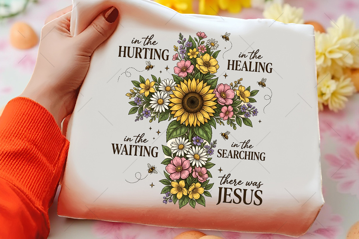 Floral Cross Jesus Christian Art PNG, a Seasonal Illustration by OK Design (Photo 3 of 5)