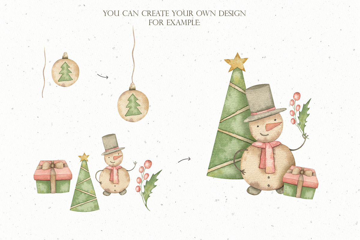 Watercolor Cozy Christmas set, an Illustration by OrangePeafowlArt (Photo 3 of 14)