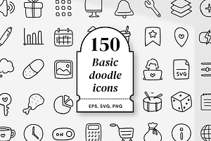 150 basic doodle icons