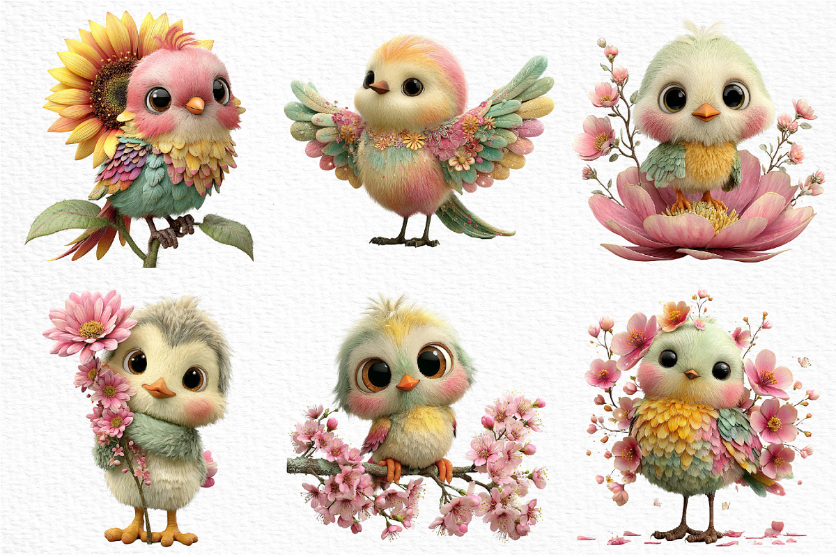 Whimsical Spring Birds Clipart PNG, an Illustration by Craft Nest (Photo 3 of 11)