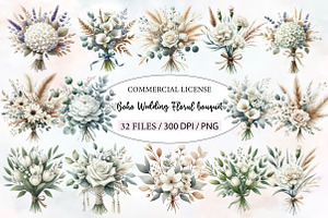 Watercolor White Boho Wedding Floral, an Illustration by Designworld