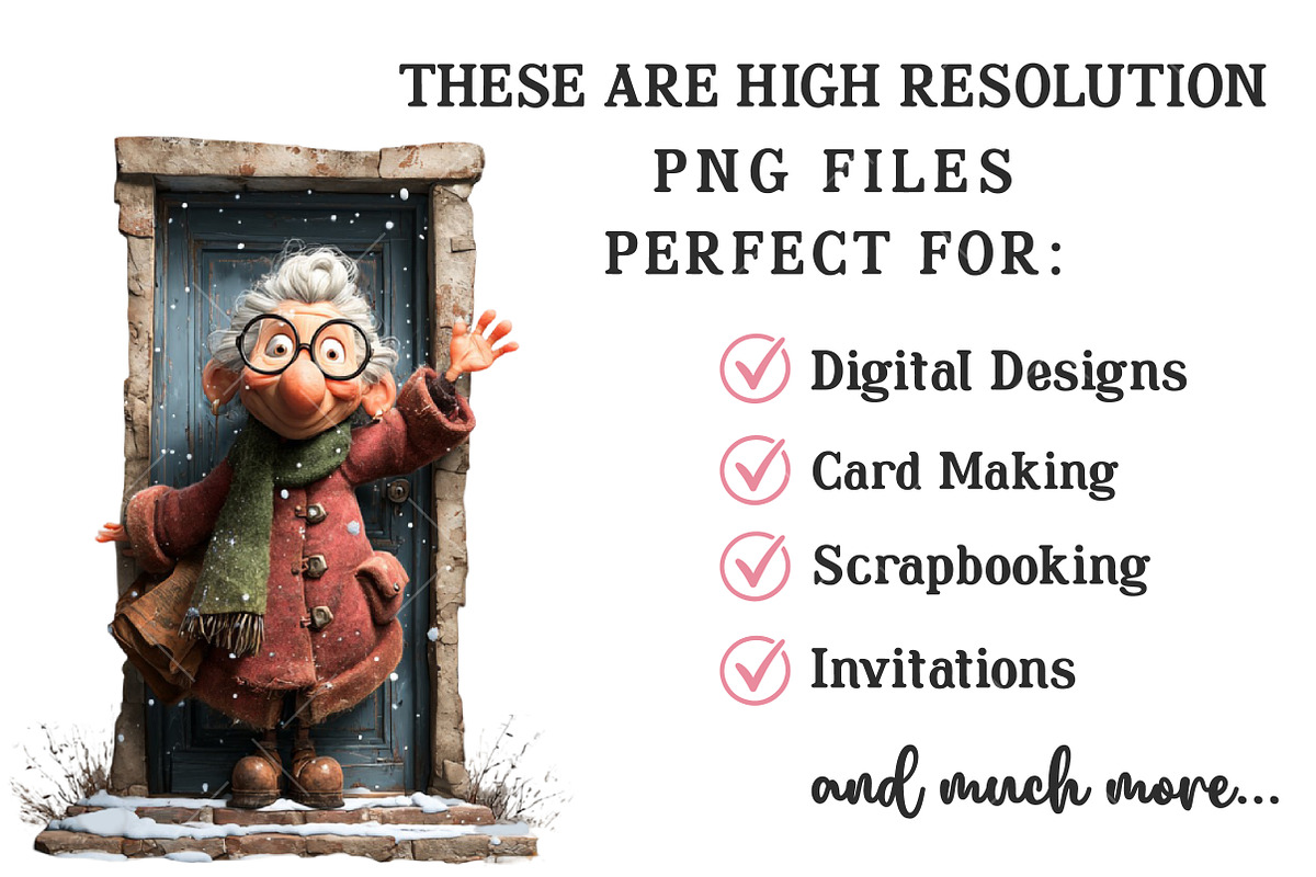Whimsical Christmas Grandma Clipart, an Illustration by OK Design (Photo 4 of 6)