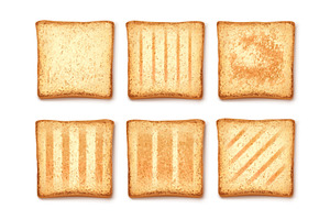 Realistic bread toasts. 3d toast, a Food Illustration by Stock-Smart-Start