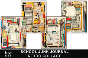 School Collage Junk Journal Pages